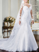 Robe de mariée sirène élégante en dentelle ivoire avec traîne, modèle 2022, pour événements et bals de promo
