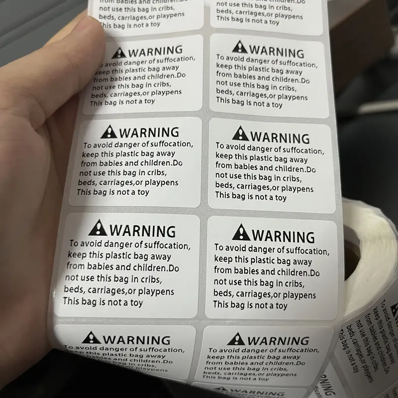 Custom Keep Away From Small Children Warning Sign Sticker FBA labels Shipping Stickers Suffocation Warning Sticker Labels