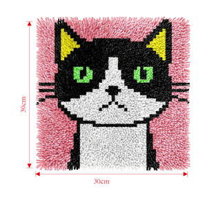 Großhandel Latch Hook Kit Kinder Diy Kissen Schwarz-Weiß-Katze Custom Latch Hook Kit Weihnachts geschenk Home Warmes Kissen - Product Image 3