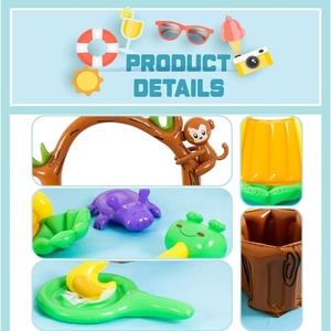 Inflatable Play Center Swimming Pool Animal Sprinkler <b>Toy</b> with Base Pool Slide <b>Monkey</b> Tree Stump for Kids Garden Backyard - Product Image 3