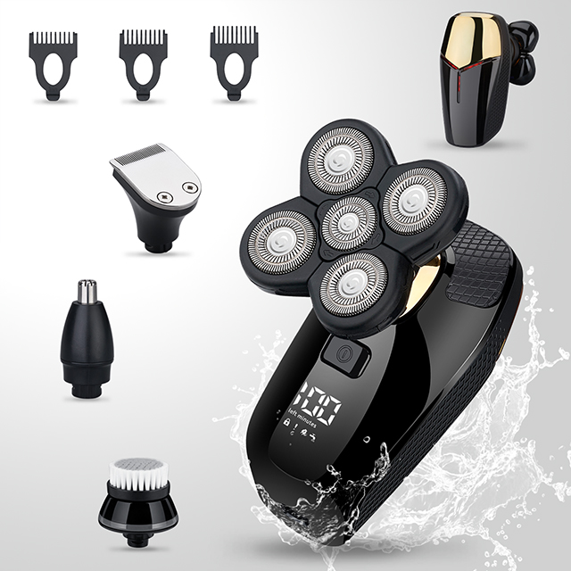 Электробритва HONTEC для мужчин, перезаряжаемая Мужская бритва с Лысой, с кусачками и триммером для носа в комплекте