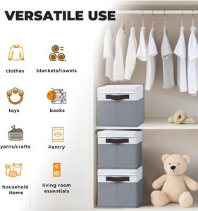 Fabrcic Closet <b>Storage</b> Baskets Bins with Lids Closet Organizers Cubes <b>Storage</b> Box for <b>Clothes</b> Toys Blanket - Product Image 5