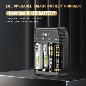 Baterías AA recargables EBL paquete de 4 1,6 V doble A <span class=keywords><strong>Ni</strong></span>-<span class=keywords><strong>Zn</strong></span> 3000mWh con cargador de batería 4 Bay <span class=keywords><strong>Ni</strong></span> <span class=keywords><strong>Zn</strong></span>/<span class=keywords><strong>Ni</strong></span> MH AAA - Product Image 2