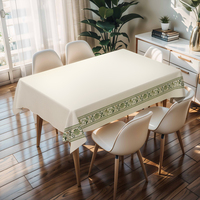 Nappe de table RNPT beige et noire Art Déco 140 cm avec support en PU, facile à nettoyer, résistante aux taches, épaisseur 0,5 mm, pour banquet