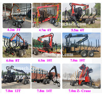 Remorque Forestière Tout-Terrain 10T avec Grues Hydrauliques Forestières Puissantes 6.5m 7.0m, Certifiée TUV CE Europe