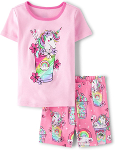 Set di pigiami da notte per bambini 2025 prezzo basso all'ingrosso <span class=keywords><strong>pigiama</strong></span> <span class=keywords><strong>con</strong></span> stampa <span class=keywords><strong>unicorno</strong></span> di alta qualità Set di pigiami di moda estiva in due pezzi - Product Image 5