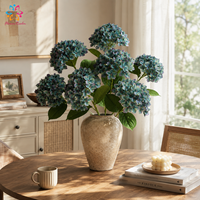 Bunga Hydrangea Buatan Real Touch dengan Kelopak Karet Lembut, Warna Vintage Musim Gugur untuk Dekorasi Vas Rumah dan Hotel