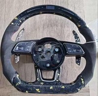 Volant en fibre de carbone amélioré pour Audi, cuir suédé perforé avec démarrage à un bouton, remplacement direct