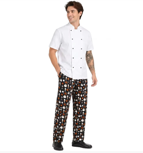 <span class=keywords><strong>Pantalon</strong></span> <span class=keywords><strong>de</strong></span> Chef Unisexe Ample Imprimé Noir avec Motif Café et Desserts pour Étudiants en Culinaria, Personnel <span class=keywords><strong>de</strong></span> Cuisine et Tenue Décontractée - Product Image 3