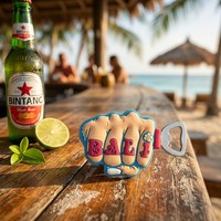 Pembuka Botol Bertema Anime Bali Tahan Air Cetak Digital Souvenir Perjalanan Gantungan Kunci Knuckle Karet PVC Lembut Hadiah Kustom OEM