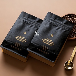 ถุงบรรจุภัณฑ์กาแฟผงกระดาษคราฟท์พิมพ์ลายตามสั่ง พร้อมวาล์ว  โลโก้ฟอยล์ทอง พิมพ์ยูวี ถุงแบบตั้งได้ - Product Image 4