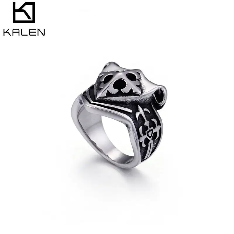 KALEN แฟชั่นสแตนเลส Gothic Celtic CROSS SHIELD สีดำสำหรับชาย