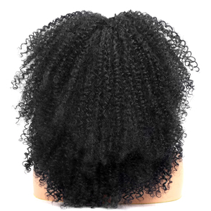 Parrucche ricci Afro da 16 pollici per donne nere parrucche ricci crespi corti con frangia <span class=keywords><strong>capelli</strong></span> Afro marroni parrucche Cosplay Glueless in fibra sintetica - Product Image 4