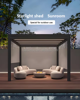 Bioclimatic Système de toit en aluminium à persiennes 4x4 Abri de jardin avec pergola électrique Louvre Gazebo d'extérieur Cadre enduit de poudre