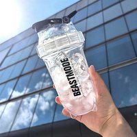 Bouteille d'eau personnalisée de 16oz 500ml en forme de capsule anti-fuite PC blanche transparente et transparente pour shaker de fitness en plein air