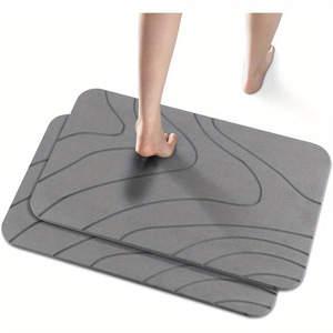 Ensemble de tapis de bain et <span class=keywords><strong>rideau</strong></span> de douche FIGOO en terre de diatomée, respectueux de la peau, avec dos en caoutchouc - Product Image 4