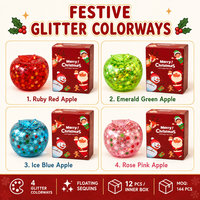 Jouet Squishy Pomme de Noël Southpeak, Jouets Squishy de Noël Flottants à Paillettes, Gel TPR Doux, 4 Couleurs, Boîte Cadeau, Vente en Gros Usine