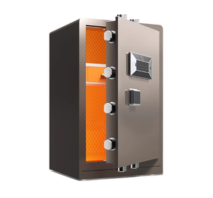 Coffre-fort de sécurité biométrique à reconnaissance d'empreintes digitales, grand modèle tout acier, H60cm, ignifuge, antivol, avec tiroir intégré pour argent liquide, bijoux et documents - Product Image 1