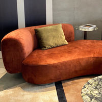 Canapé d'angle contemporain minimaliste incurvé en tissu bouclé rembourré, design pour appartement, salon, hôtel, villa, lot de 3