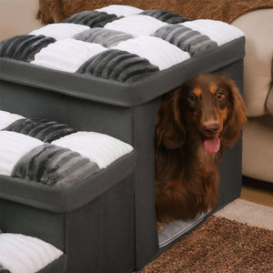 Scala per Animali Domestici a 3 Gradini Multiuso con Rivestimento Lavabile Antiscivolo in Peluche, Rampa per Cani da Interno - Product Image 2