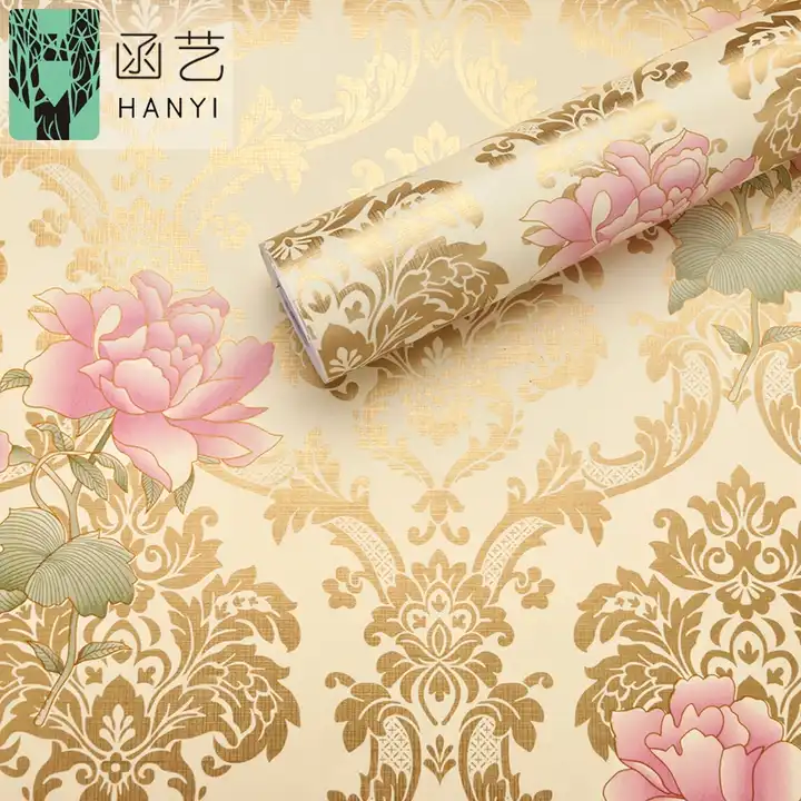 Gold & White Damask Scroll Vinyl Contact Paper Shelf Liner