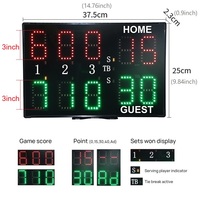 Tableau de score numérique GANXIN pour terrain de padel intérieur/extérieur, tableau de score LED portable pour jeux de tennis de plage avec contrôle par montre