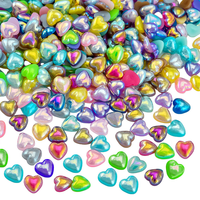 Perles en résine AB irisées en forme de cœur, couleurs assorties, pour la fabrication de bijoux DIY, colliers, vente en gros