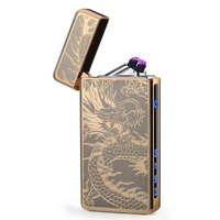Allume-cigare plasma USB ARC Dragon rechargeable de type C à double arc à motif personnalisé de qualité supérieure pour cigarette