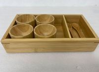 Set Perlengkapan Spa Pedikur Bambu Custom 4 Mangkuk Sendok 10 X 6 X 1.3 Inci