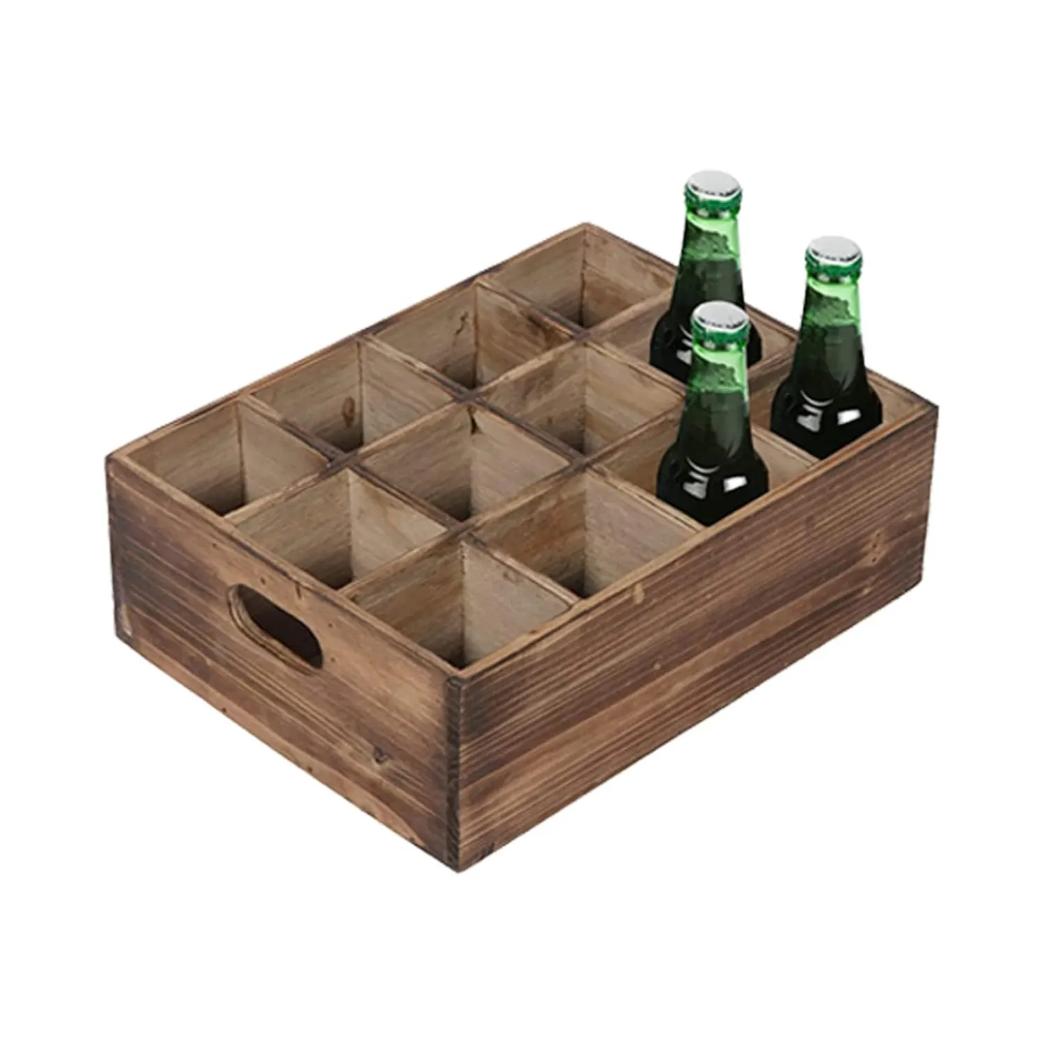 Peti untuk kotak dekorasi dengan pegangan pembawa peti kayu pedesaan kecil dengan 12 slot Individual
