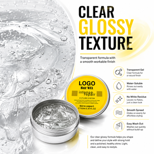 OEM ODM Clear Glossy Hair <b>Wax</b> Strong Hold For Men Styling Pompadour Side Part And Textured Looks 150ml - Product Image 6