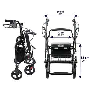 Andador/Silla de Ruedas (2 en 1), Andador con Silla para Personas Mayores y Adultos, Negro, KMINA K10047 - Product Image 3