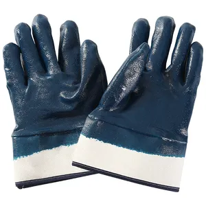 Polyester Cotton Nitrile Coated Waterproof Safety Safe Cuff Work Gloves For Construction