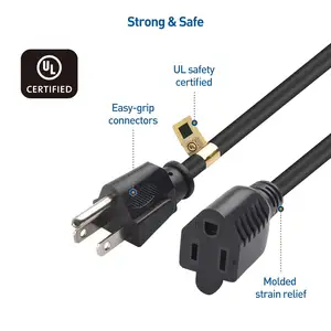 Ac American Plug 3 Pin Male To Female End Power Cable Cord Wire 110v Usa Extension Nema 5-15p 5-15r Power Cord