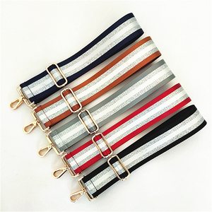 יוקרה גליטר אופנה 5 cm רחב כסף פס Crossbody כתף שקיות רצועת חגורה, מתכוונן קשת תיק ארנק שרשרת רצועות - Product Image 1
