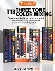 คีย์บอร์ดสำหรับเล่นเกมแบบมีสาย T13มี3สีผสม98คีย์19ปุ่มคีย์บอร์ดแบบพกพาไม่ฟลัชสำหรับแล็ปท็อปโทรศัพท์มือถือสำนักงานกลางแจ้ง - Product Image 4