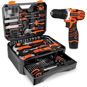 255 Piece <b>Tool</b> Set With 12V Cordless Drill Driver Toolbox Storage Case <b>Drawer</b> General Household Use - Product Image 1