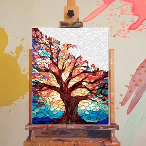 Kit de peinture par numéros Série Botanique Arbre de Vie Coloré et Onirique Décoration Murale Pliante Peinte à la Main - Product Image 3