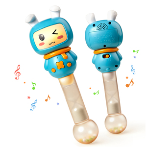 Tumama enfants enregistrement éducatif en plastique lapin main cloche bébé <span class=keywords><strong>hochet</strong></span> sommeil apaisant anneau de dentition hochets musicaux jouet avec lumières - Product Image 1