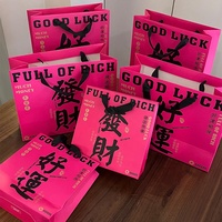 Groothandel Eco-vriendelijke Biologisch afbreekbare Dragon Fruit gekleurde roosrode papieren boodschappentassen met draaggreep