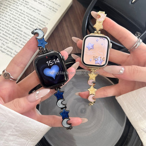 Correa de Metal para <span class=keywords><strong>Apple</strong></span> <span class=keywords><strong>Watch</strong></span> con Diseño de Estrellas y Luna, Estilo Femenino - Product Image 1
