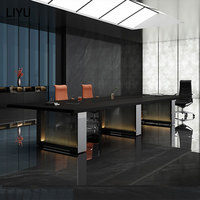 Table de conférence moderne en panneaux de bois LIYU, design extensible, pieds en acier inoxydable, mobilier de bureau pour école, hôpital, salle à manger