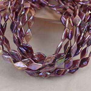 Collier en perles d'eau douce naturelles de style baroque en forme de diamant, bijoux semi-finis de couleur violette, vente en gros - Product Image 2