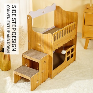 Grossiste pour animaux de compagnie chat carton griffoir deux étages chat papier ondulé château mini chat loft maison - Product Image 5