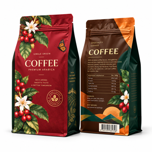 Bolsa de café de diseño personalizado con fondo plano y cierre de cremallera para granos de café - Product Image 2