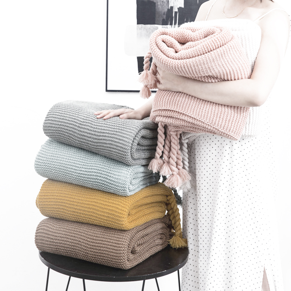 Китайская фабрика, оптовая продажа, лидер продаж, новое акриловое вязаное офисное покрывало для фотографий, Декор для дома, кисточка, вязаное покрывало