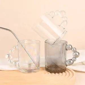 Gloway – tasse en verre nordique en verre transparent, perle de gourde créative résistante à la chaleur, cristal arc-en-ciel, tasse à café pour eau, Cocktail et lait, 350ml