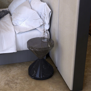 RicoGlobal Modern Minimalist Round Marble Top Pedestal End <b>Table</b> Model TA-2033A-PGFO Made Malaysia for Living Room Office Decor - Product Image 1