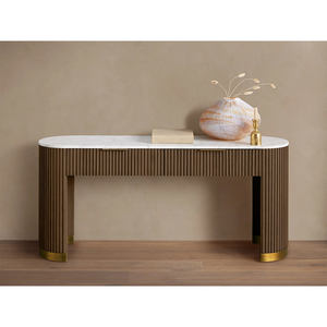 Table basse ovale en bois moderne Derrière le canapé Longue table <span class=keywords><strong>console</strong></span> pour <span class=keywords><strong>entrée</strong></span>, couloir - Product Image 1