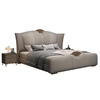 Lit de mariage moderne en chêne massif de luxe italien, avec cadre en bois, sommier relevable pneumatique et coussin moelleux, 1,8m/1,5m, pour villa